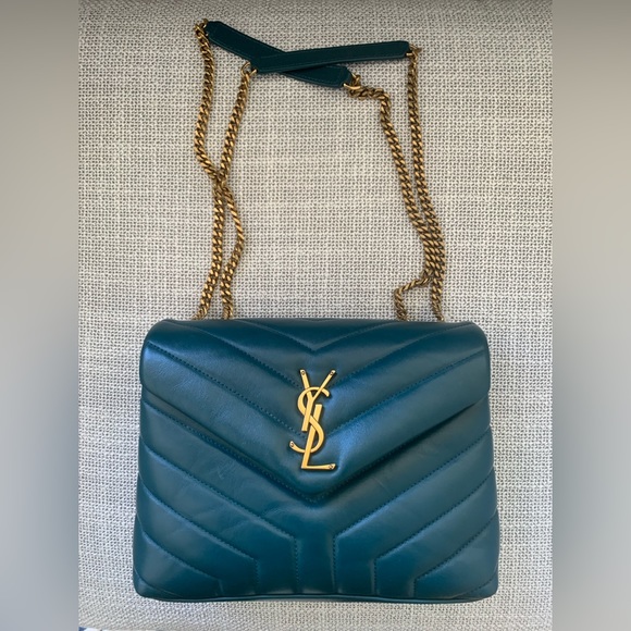 Gorgeous Yves Saint Laurent Quilted Leather LouLou Small Emerald Green - Picture 2 of 8